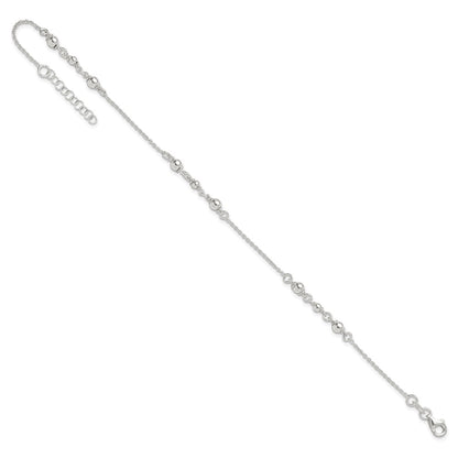 Sterling Silver Polished W/1In. Ext. Fancy Anklet