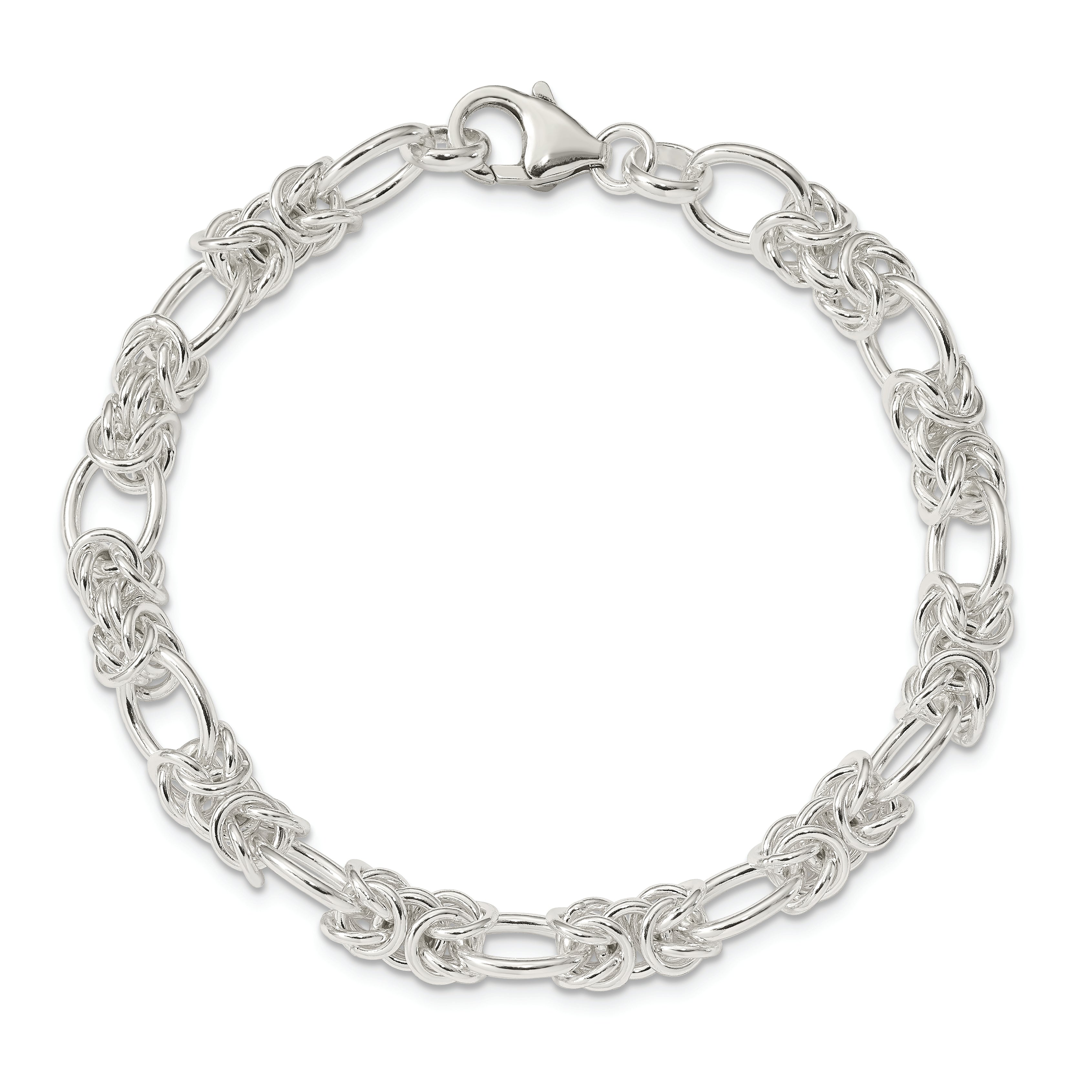 7.75 Inch Sterling Silver Polished Fancy Link Bracelet