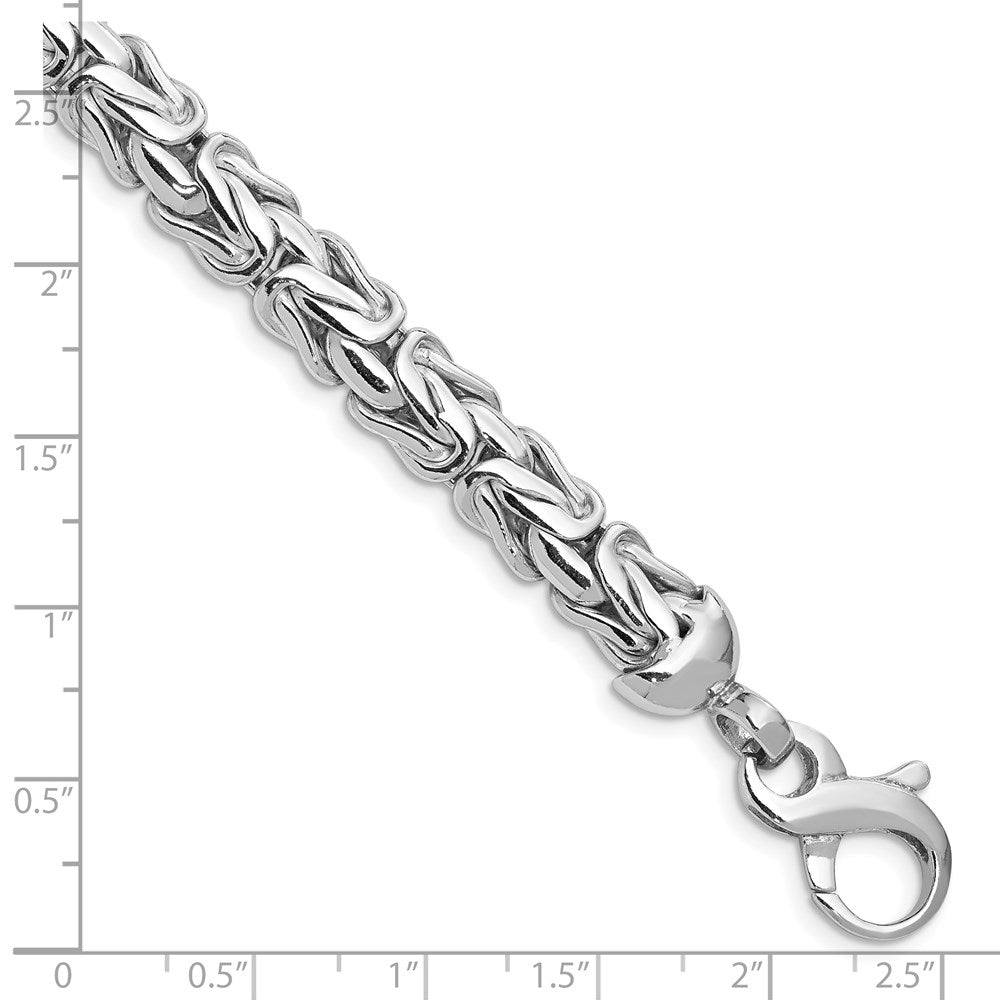 7.75 Inch Sterling Silver Rhodium-Plated Polished Byzantine Bracelet