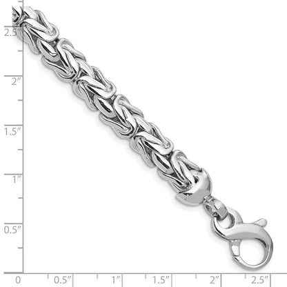 7.75 Inch Sterling Silver Rhodium-Plated Polished Byzantine Bracelet