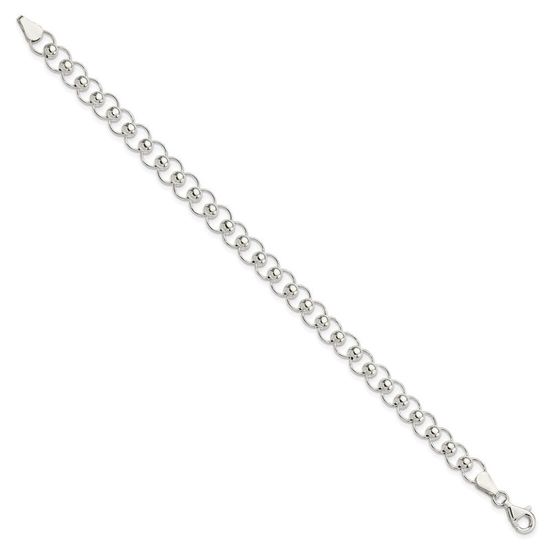 7.5 Inch Sterling Silver Polished Beaded Bracelet