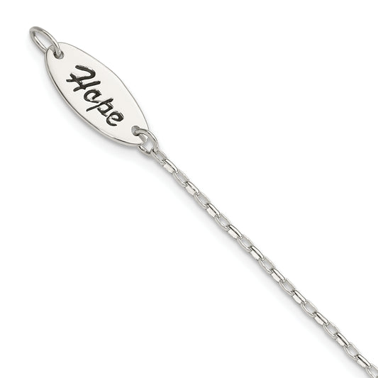 7.5 Inch Sterling Silver Polished Synthetic Pearl Dangle Hope Bracelet
