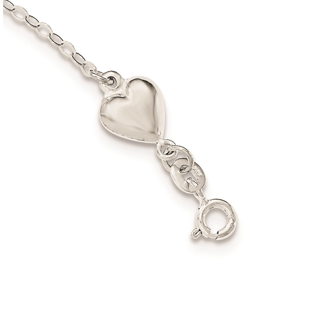 7.5 Inch Sterling Silver Polished Enamel Heart Love Bracelet