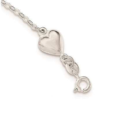 7.5 Inch Sterling Silver Polished Enamel Heart Love Bracelet