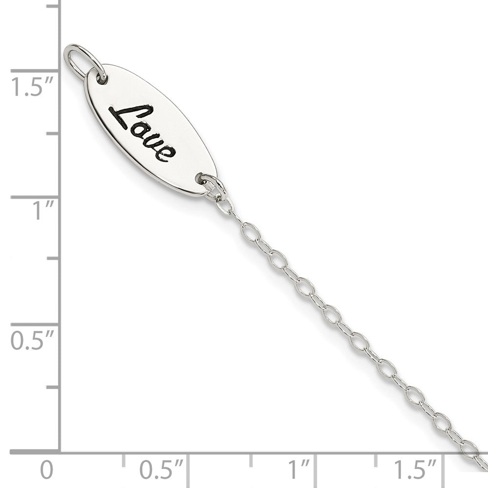 7.5 Inch Sterling Silver Polished Enamel Heart Love Bracelet