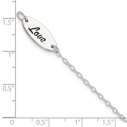 7.5 Inch Sterling Silver Polished Enamel Heart Love Bracelet