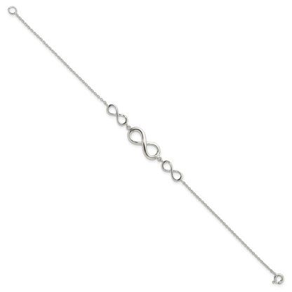 7.25 Inch Sterling Silver Rhodium-Plated Polished Infinity Symbol Bracelet