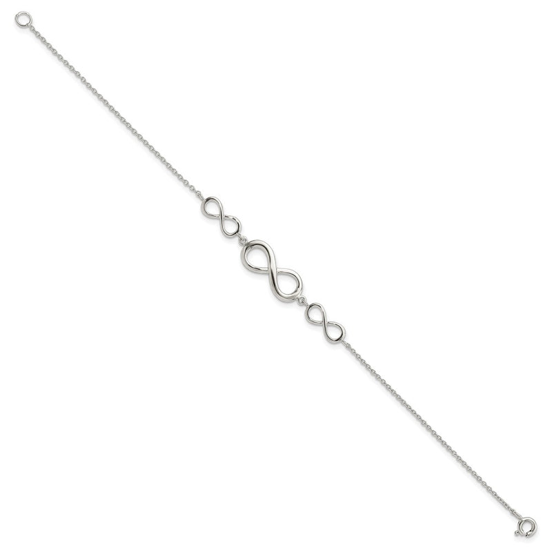 7.25 Inch Sterling Silver Rhodium-Plated Polished Infinity Symbol Bracelet