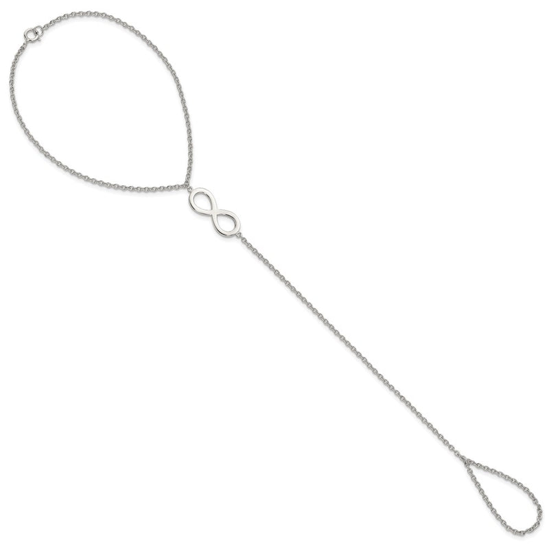 Sterling Silver Rh-Plated Polished Infinity Symbol Attached Ring/Bracelet