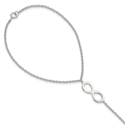Sterling Silver Rh-Plated Polished Infinity Symbol Attached Ring/Bracelet