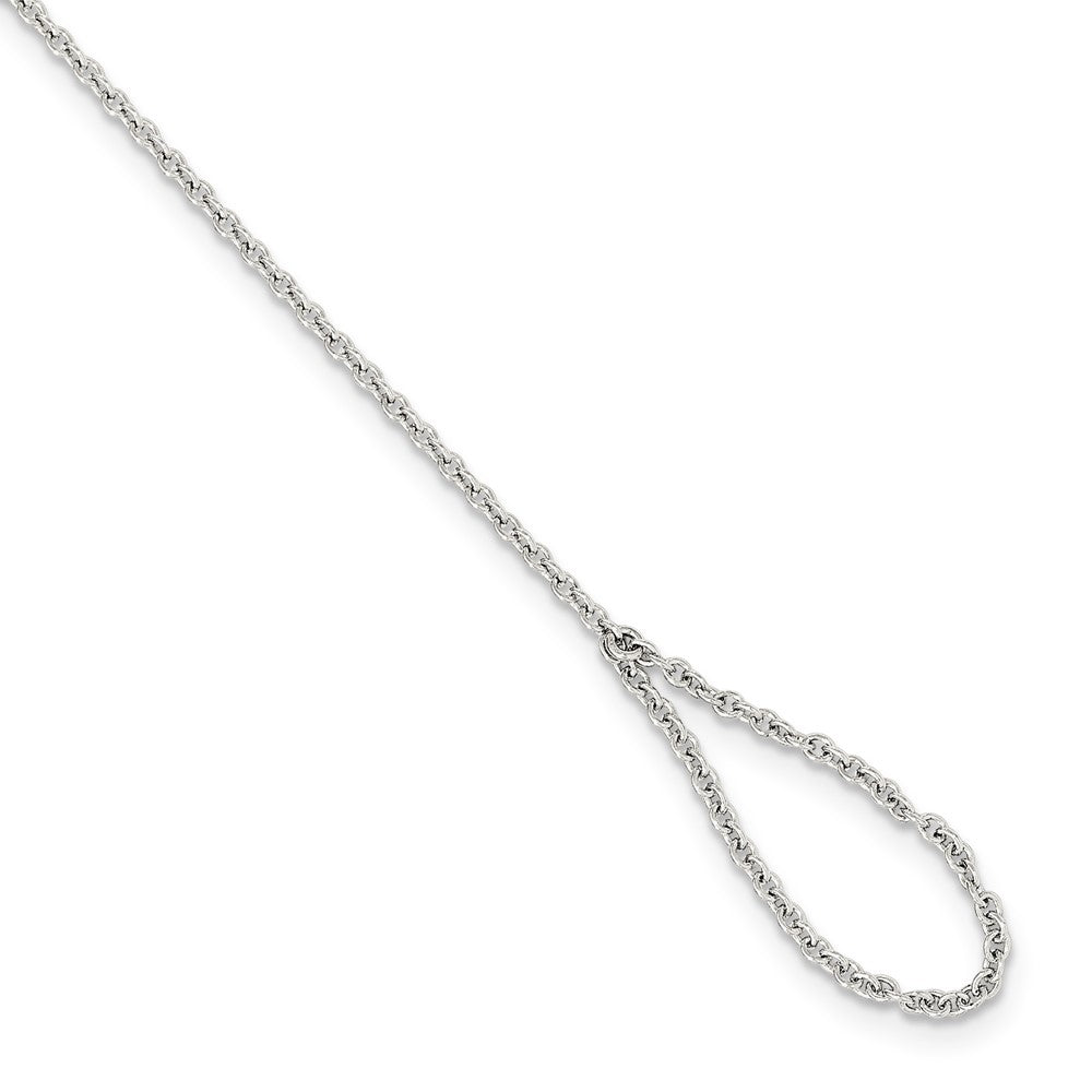 Sterling Silver Rhodium-Plated Polished Cross Attached Ring/Bracelet