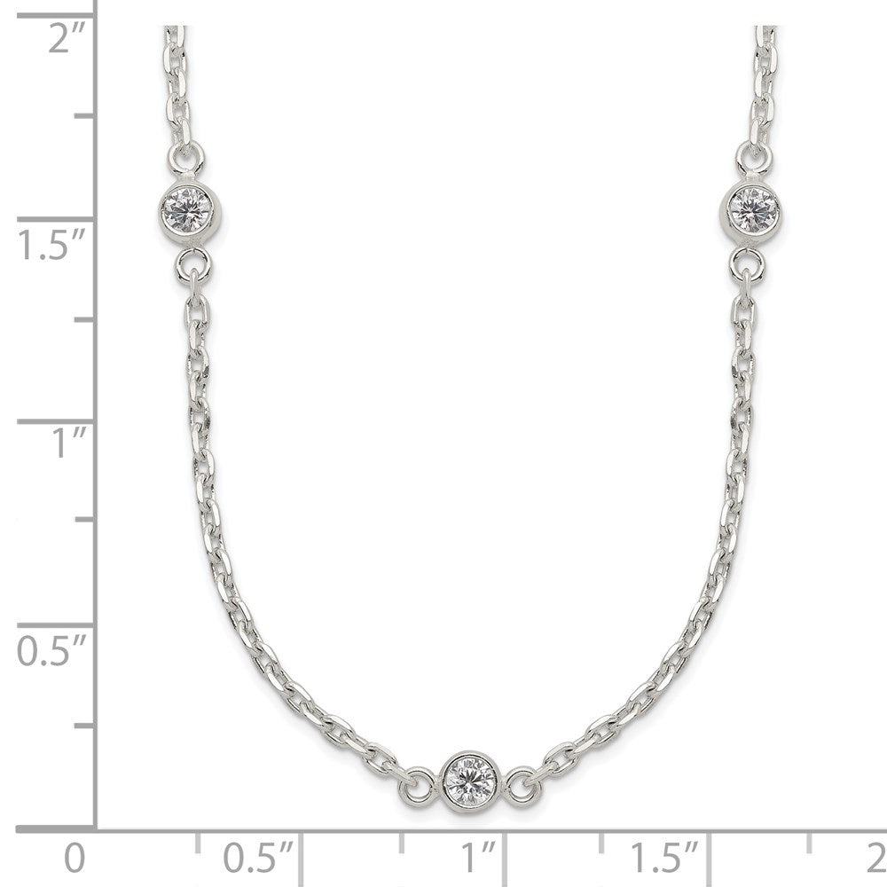 Sterling Silver Polished 5-Station Cz Necklace