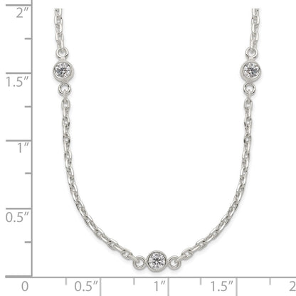 Sterling Silver Polished 5-Station Cz Necklace