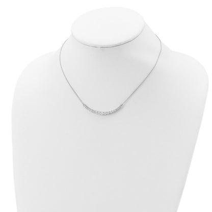 Sterling Silver Rhodium-Plated Cz W/2In Ext. Bar Necklace