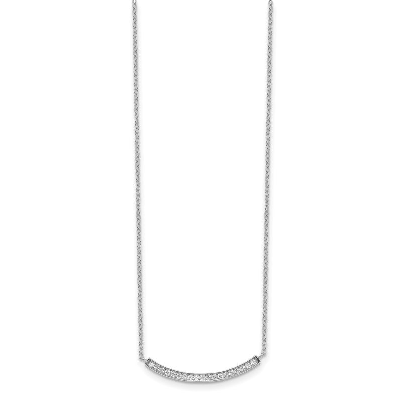 Sterling Silver Rhodium-Plated Cz Fancy Bar Necklace