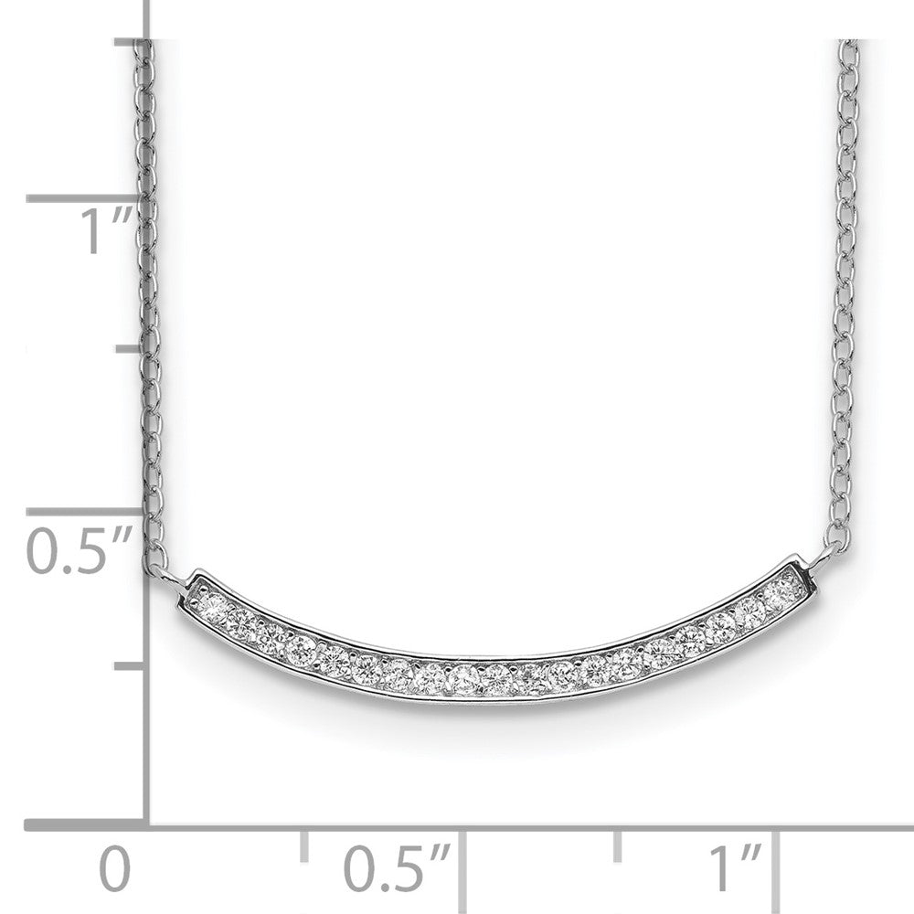 Sterling Silver Rhodium-Plated Cz Fancy Bar Necklace