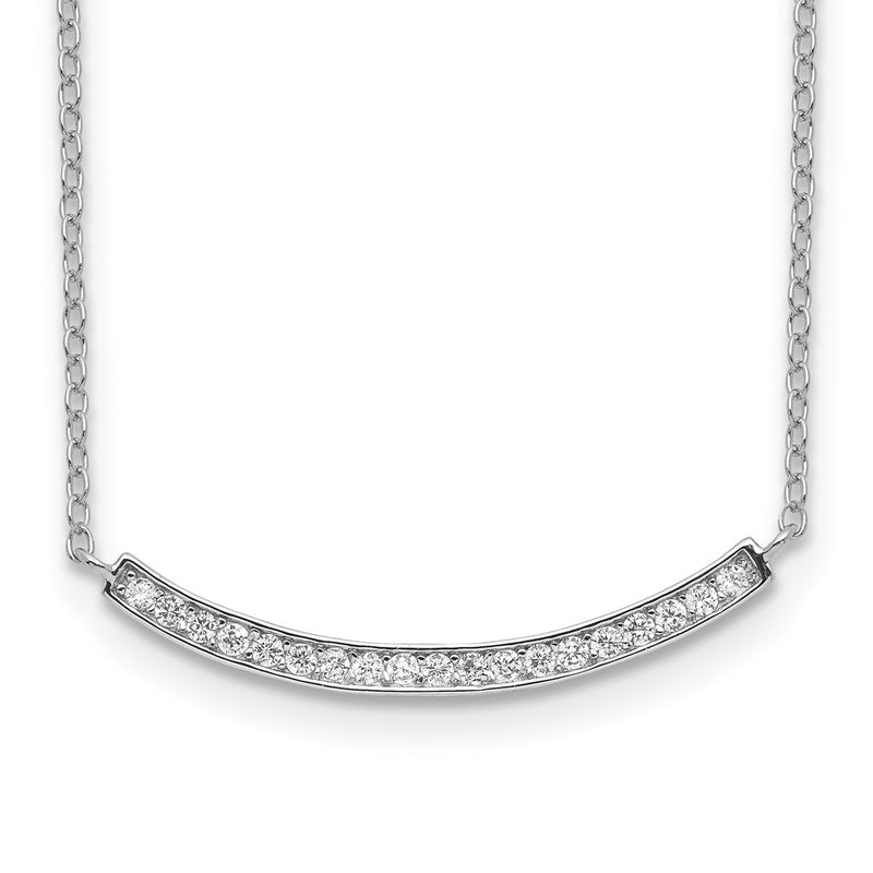 Sterling Silver Rhodium-Plated Cz Fancy Bar Necklace