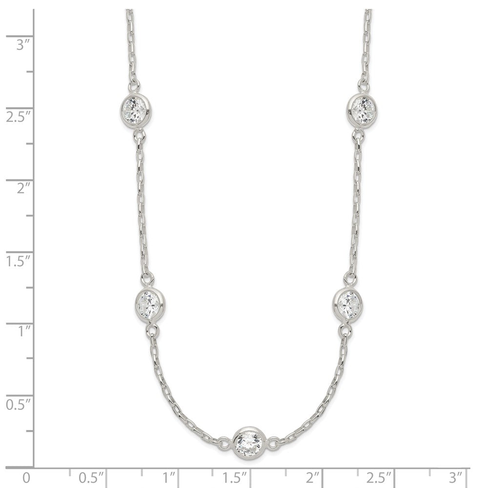 Sterling Silver Polished 5-Station Cz Necklace