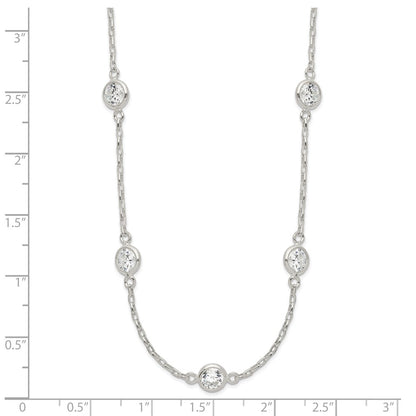 Sterling Silver Polished 5-Station Cz Necklace