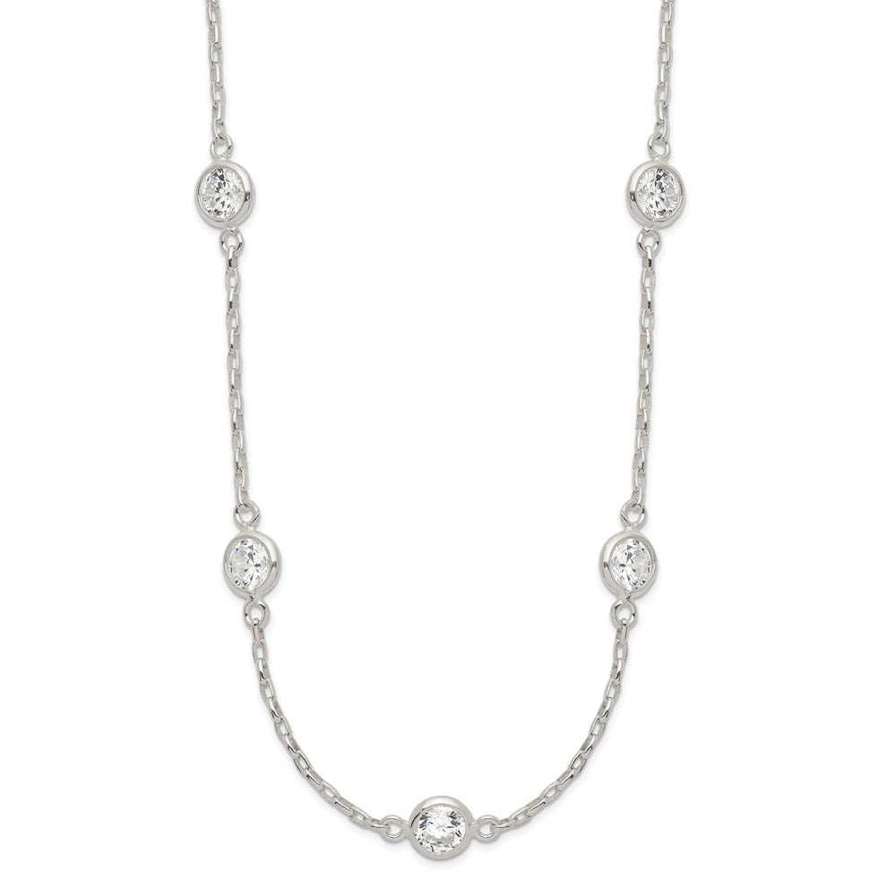 Sterling Silver Polished 5-Station Cz Necklace