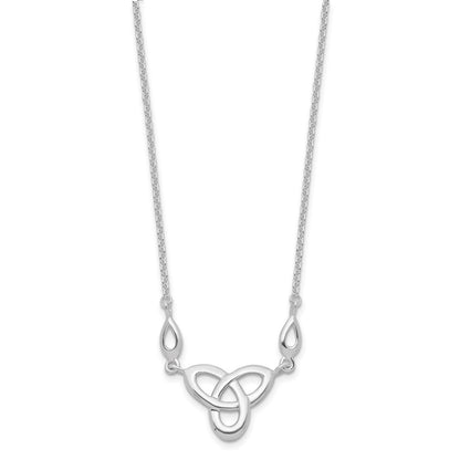 Sterling Silver Rhodium-Plated Polished Celtic Knot 16 Inch Necklace With 1.5 Extension