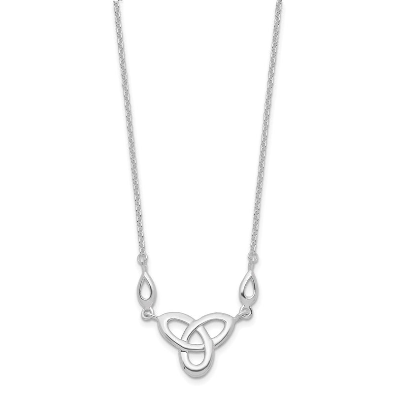 Sterling Silver Rhodium-Plated Polished Celtic Knot 16 Inch Necklace With 1.5 Extension