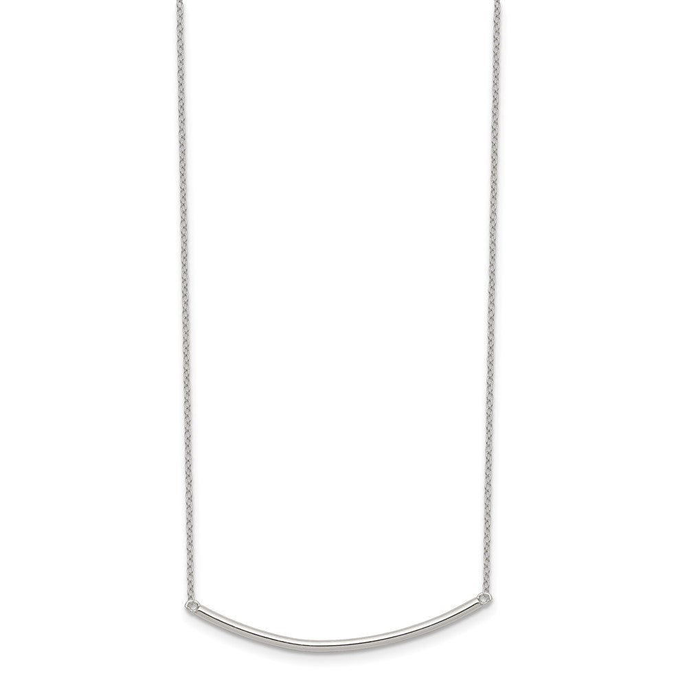 Sterling Silver Rhodium-Plated Polished W/1 Inch Ext. Bar Necklace
