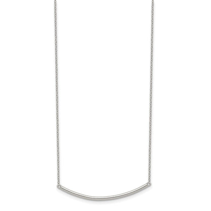 Sterling Silver Rhodium-Plated Polished W/1 Inch Ext. Bar Necklace