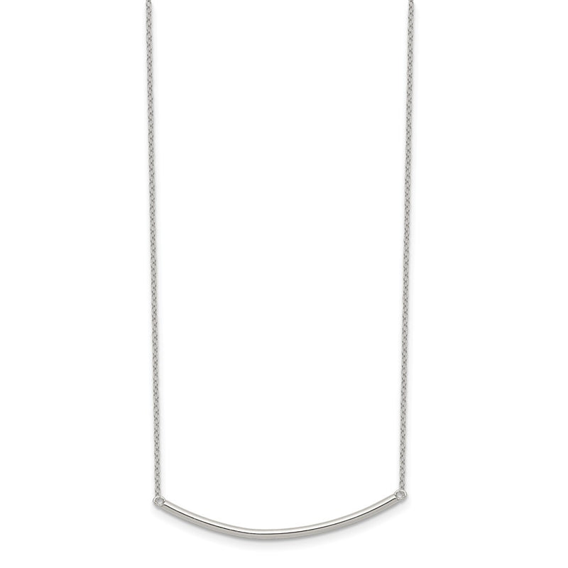 Sterling Silver Rhodium-Plated Polished W/1 Inch Ext. Bar Necklace