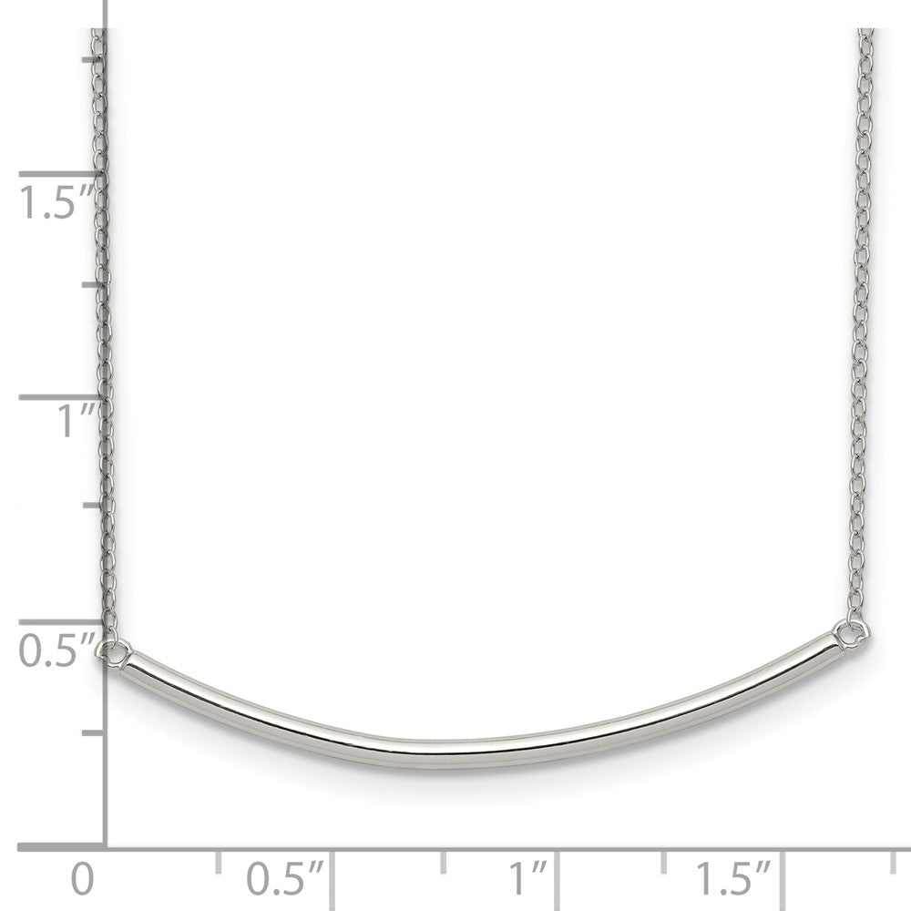 Sterling Silver Rhodium-Plated Polished W/1 Inch Ext. Bar Necklace