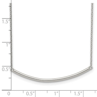Sterling Silver Rhodium-Plated Polished W/1 Inch Ext. Bar Necklace