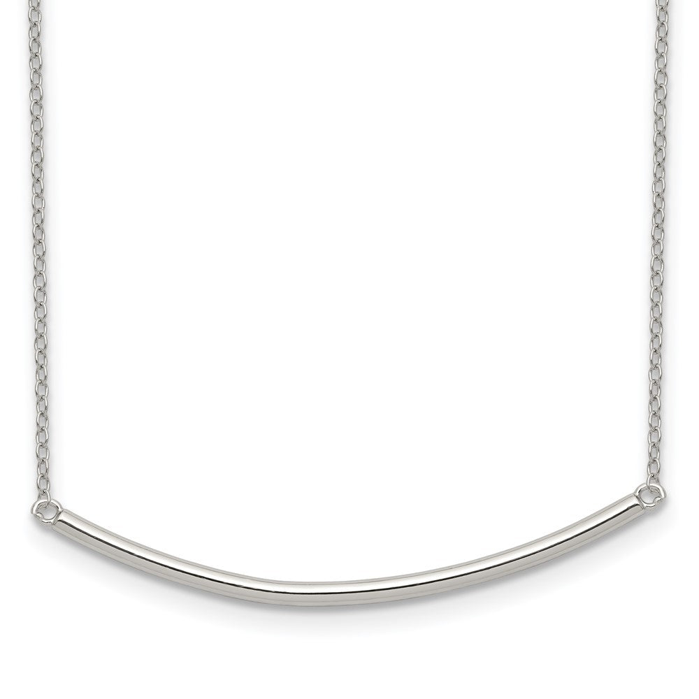 Sterling Silver Rhodium-Plated Polished W/1 Inch Ext. Bar Necklace
