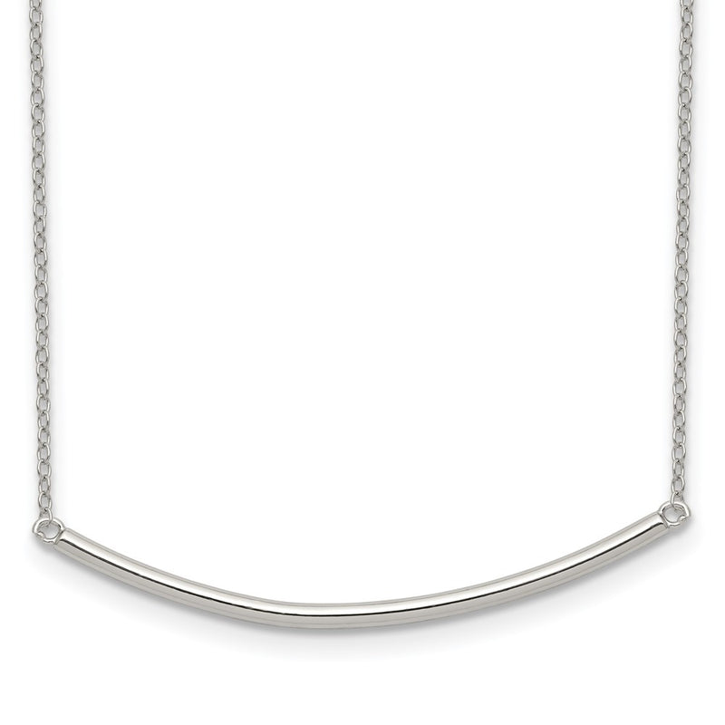 Sterling Silver Rhodium-Plated Polished W/1 Inch Ext. Bar Necklace