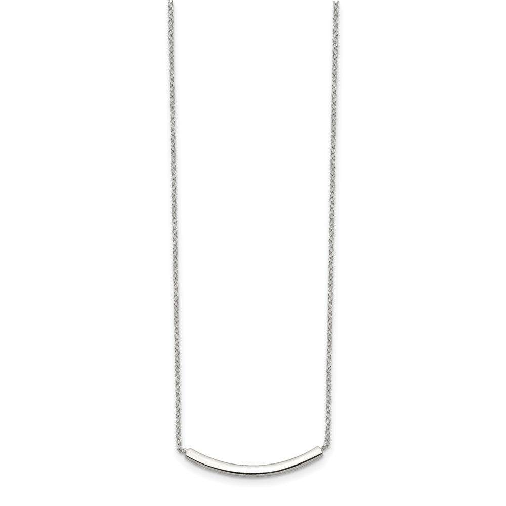Sterling Silver Rhodium-Plated W/2In Ext. Bar Necklace