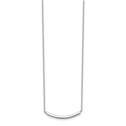 Sterling Silver Rhodium-Plated W/2In Ext. Bar Necklace