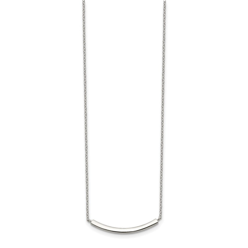 Sterling Silver Rhodium-Plated W/2In Ext. Bar Necklace