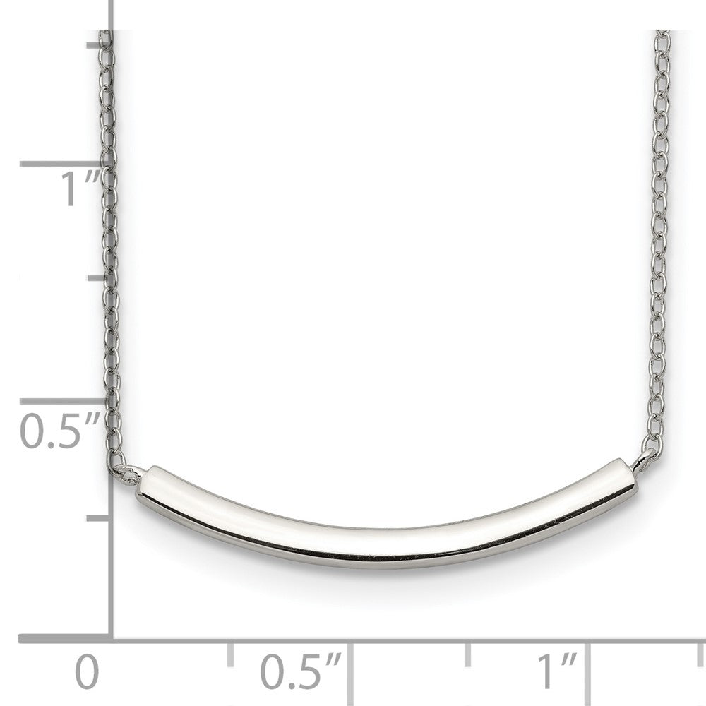 Sterling Silver Rhodium-Plated W/2In Ext. Bar Necklace