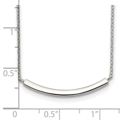 Sterling Silver Rhodium-Plated W/2In Ext. Bar Necklace