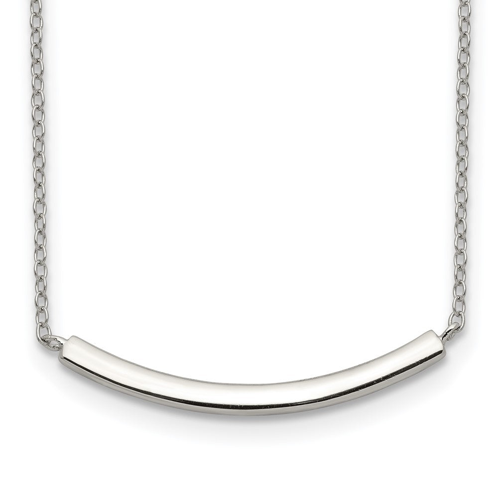 Sterling Silver Rhodium-Plated W/2In Ext. Bar Necklace