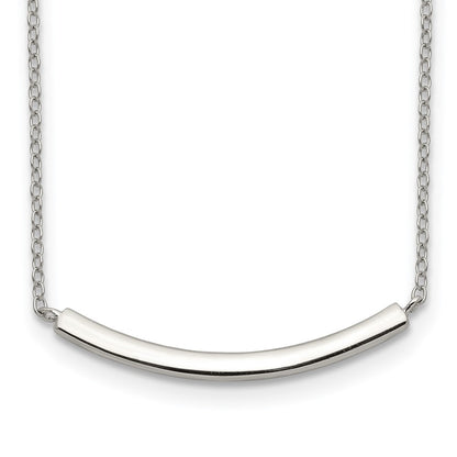 Sterling Silver Rhodium-Plated W/2In Ext. Bar Necklace