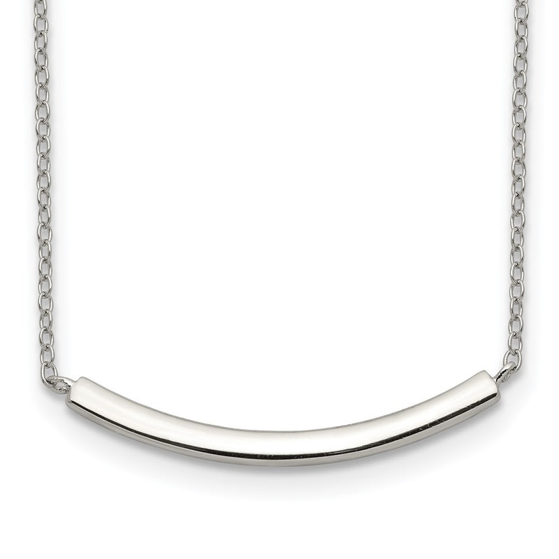 Sterling Silver Rhodium-Plated W/2In Ext. Bar Necklace