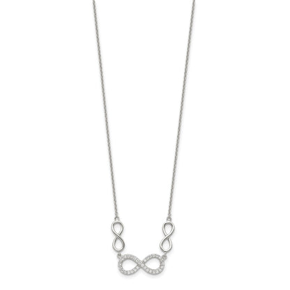Sterling Silver Rh-Plated Polished Cz Infinity Symbol Necklace