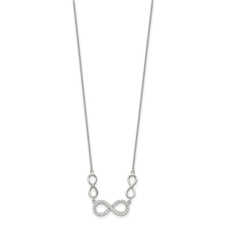 Sterling Silver Rh-Plated Polished Cz Infinity Symbol Necklace