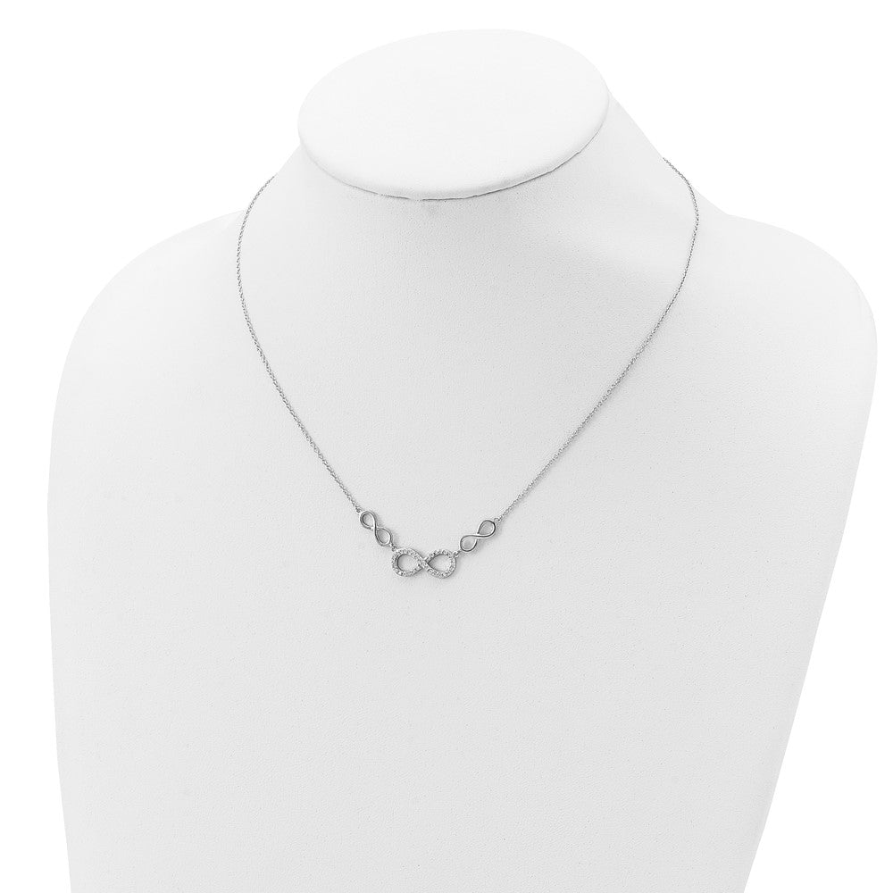 Sterling Silver Rh-Plated Polished Cz Infinity Symbol Necklace