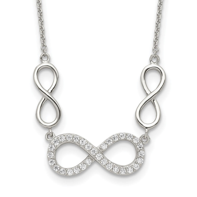 Sterling Silver Rh-Plated Polished Cz Infinity Symbol Necklace