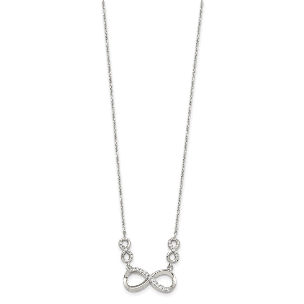 Sterling Silver Rhodium-Plated Polished Cz Infinity Symbol Necklace