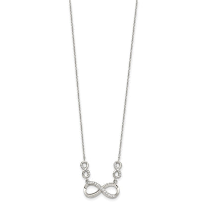 Sterling Silver Rhodium-Plated Polished Cz Infinity Symbol Necklace