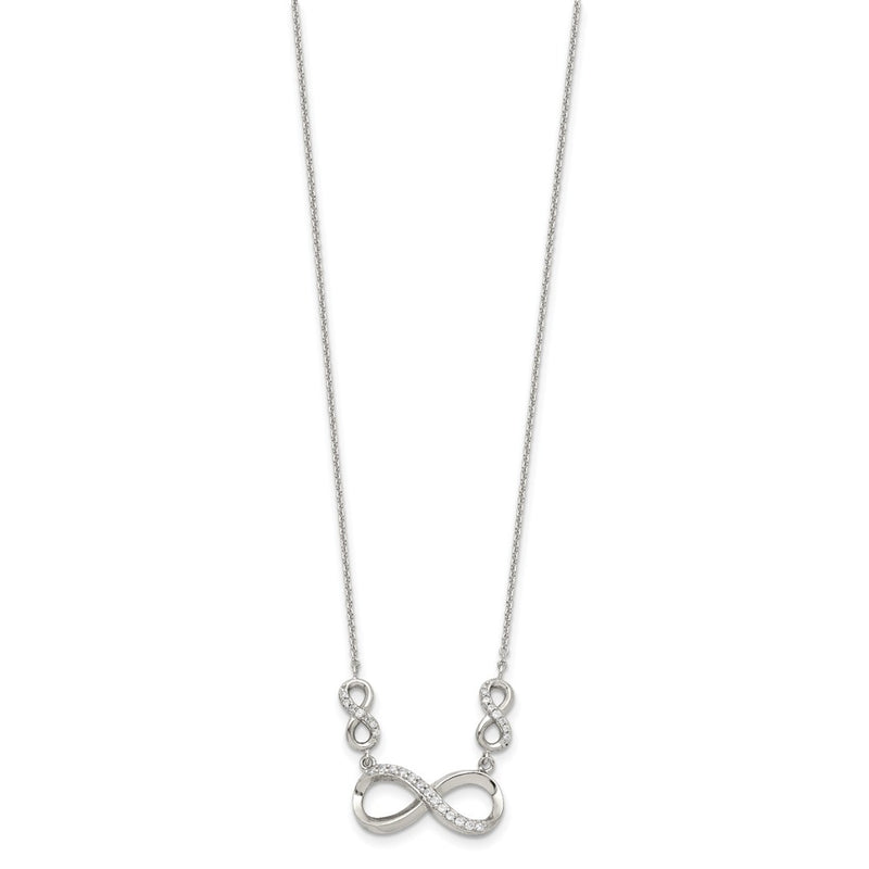 Sterling Silver Rhodium-Plated Polished Cz Infinity Symbol Necklace