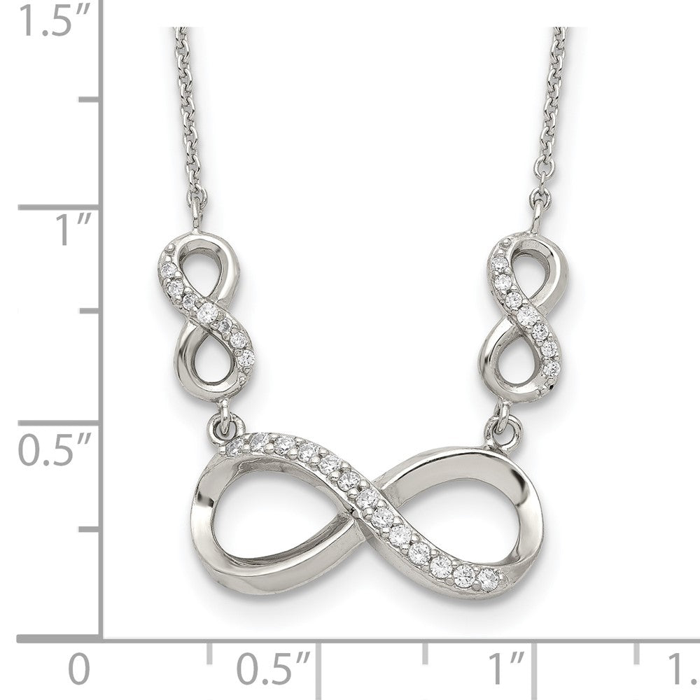 Sterling Silver Rhodium-Plated Polished Cz Infinity Symbol Necklace