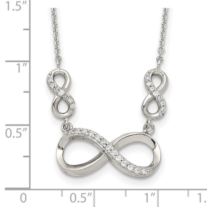 Sterling Silver Rhodium-Plated Polished Cz Infinity Symbol Necklace